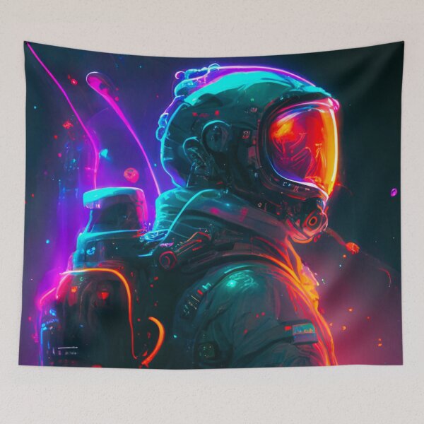 Item preview, Neon Cyberpunk Astronaut designed and sold by ArtMadeByAI.