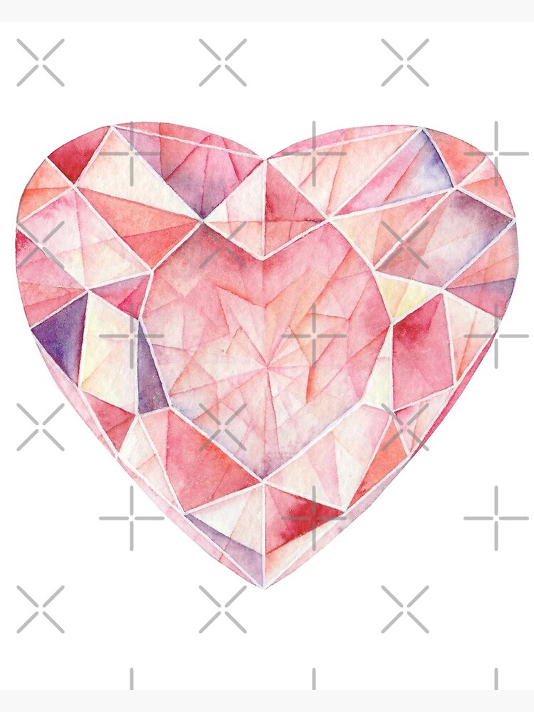 Pink Gem Heart Crystal Greeting Card By Alenazenart Redbubble