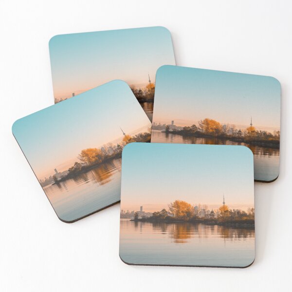 Item preview, Velvety Serenity - Toronto Skyline Reflections in Teal And Orange designed and sold by Georgia Mizuleva.