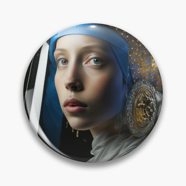 Item preview, A girl with huge golden earrings and bubble helmet designed and sold by osssoconcept.