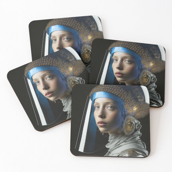Item preview, A girl with huge golden earrings and bubble helmet designed and sold by osssoconcept.