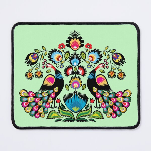 Item preview, Folklore peacocks on minty green designed and sold by FK-UK.