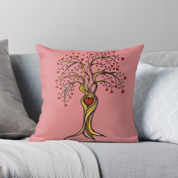 Love Hearts Tree Throw Pillow