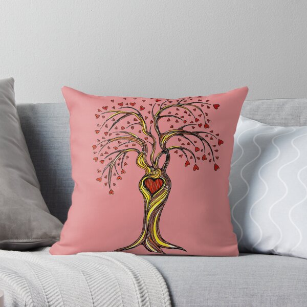 Love Hearts Tree Throw Pillow