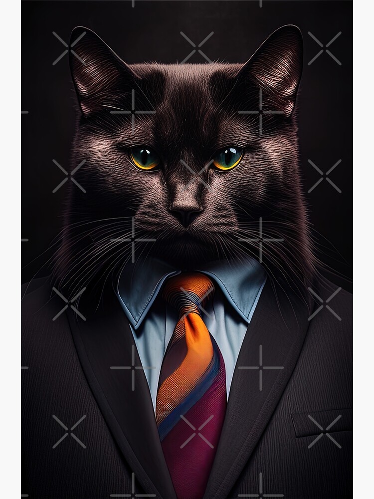 Serious business cat wearing suit Poster