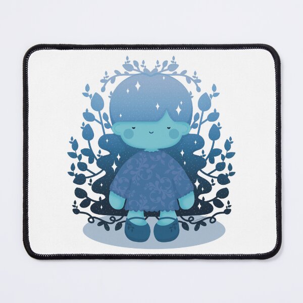 COSMIC GALAXY NATURE LEAVES PASTEL HAIR GIRL BLUE Mouse Pad