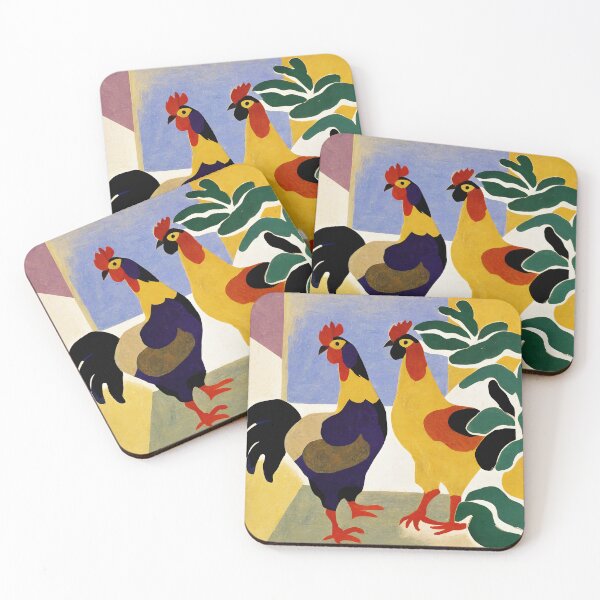 Item preview, Two chickens in the style of Matisse designed and sold by newnomads-art.