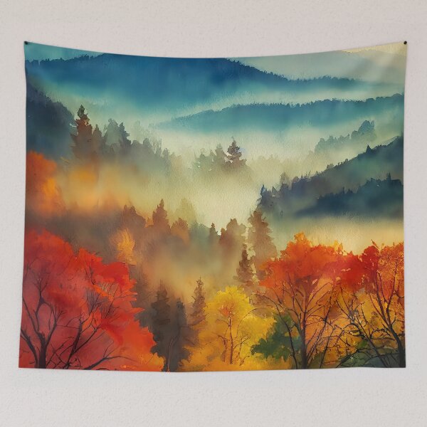 Item preview, Colorful Autumn Landscape Watercolor 14 designed and sold by Red Witch Art.