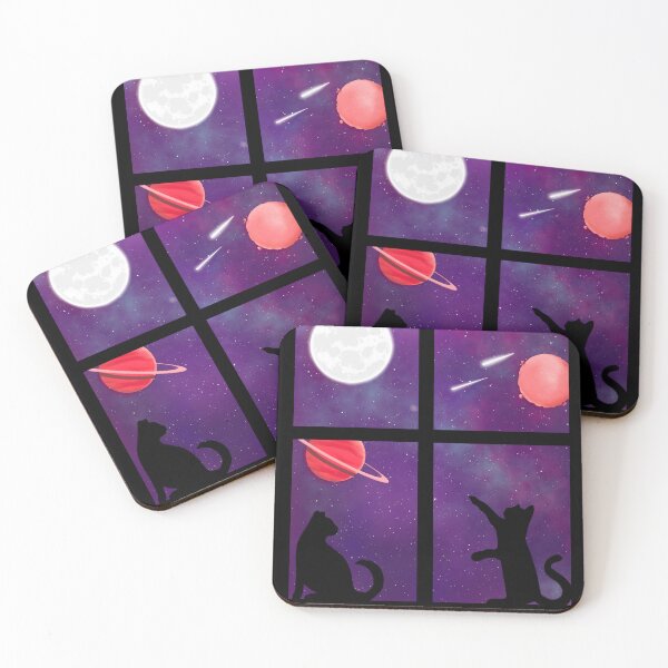 Cats in space Coasters (Set of 4)