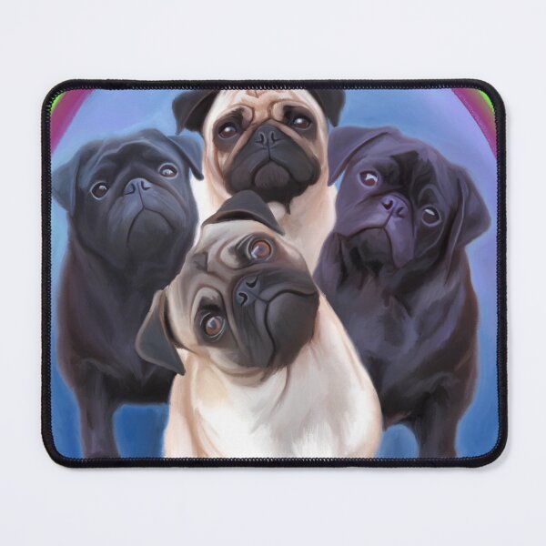 Item preview, Painting of a Four Pug Posse designed and sold by FivePugs.