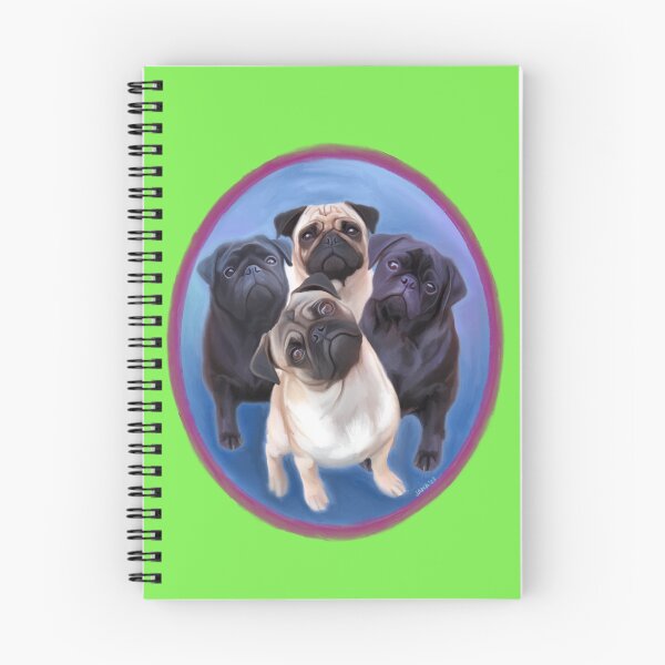 Item preview, Painting of a Four Pug Posse designed and sold by FivePugs.