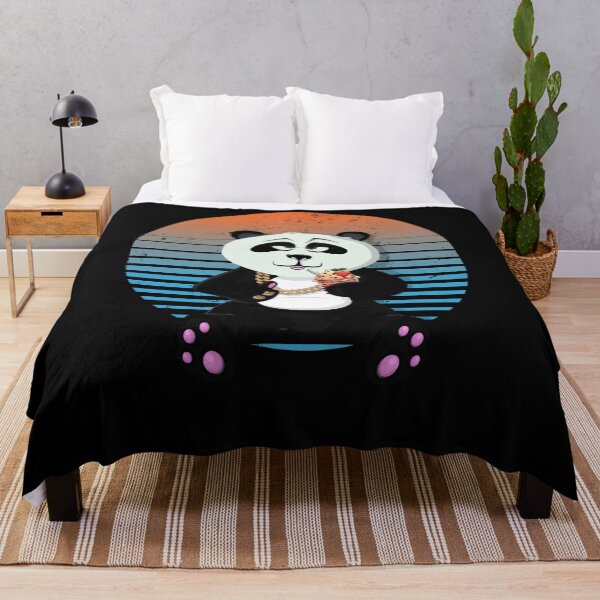 Item preview,  Retro panda with gold and smoothie  designed and sold by TipTopTapo.