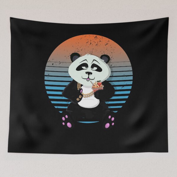 Item preview,  Retro panda with gold and smoothie  designed and sold by TipTopTapo.