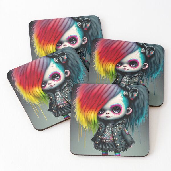 Item preview, Cute little 3D Goth Character (Rainbow Hair) designed and sold by Simone Davino.
