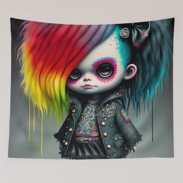 Item preview, Cute little 3D Goth Character (Rainbow Hair) designed and sold by Simone Davino.