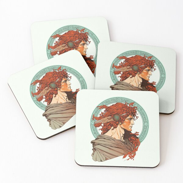 Item preview, Men with red hear in Mucha style designed and sold by ExplodedToons.