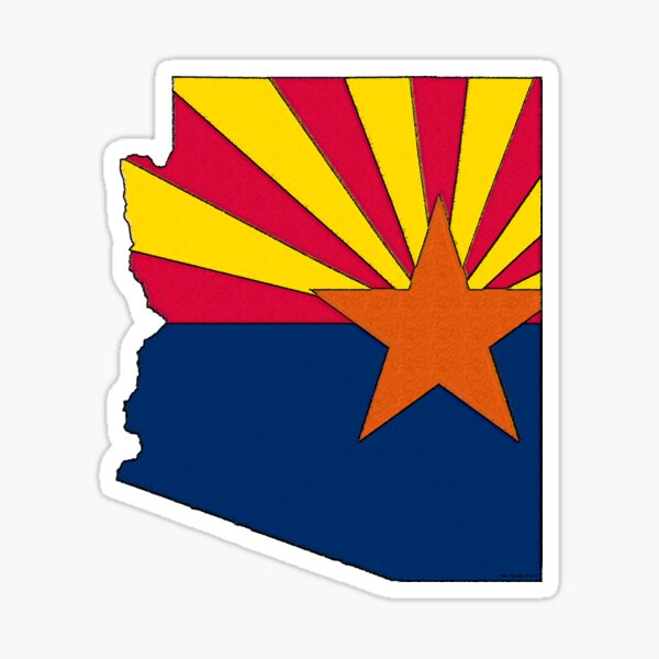 Arizona Map With Arizona State Flag Sticker