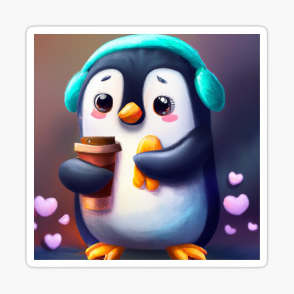 "Penguin Drinking Coffee" Sticker for Sale by Alwayssmile22 | Redbubble