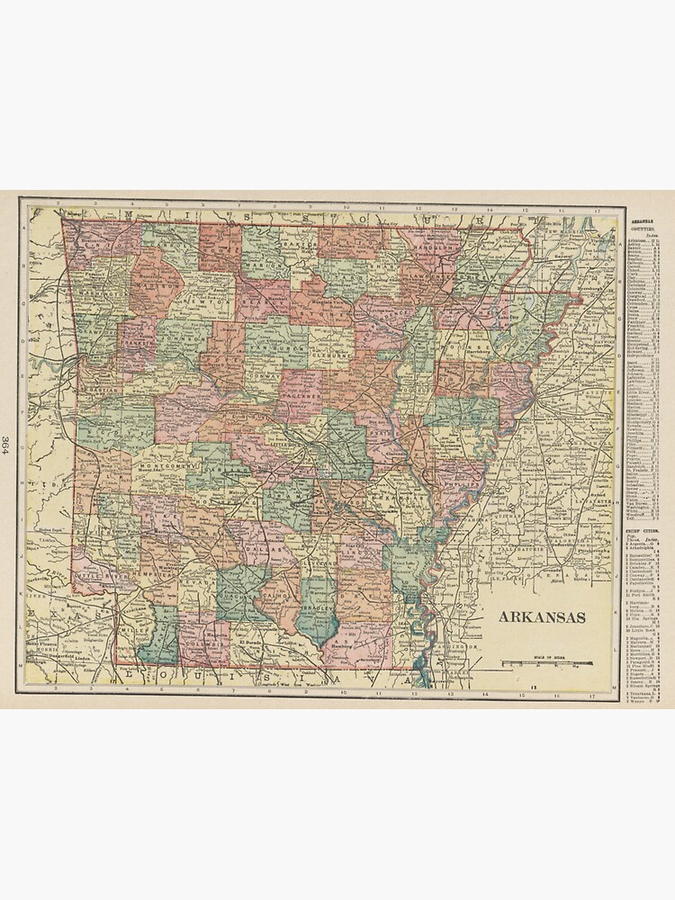 Vintage Map Of Arkansas 1899 Old Map Of Arkansas 1899 Sticker   Bg,f8f8f8 Flat,750x,075,f Pad,750x1000,f8f8f8 