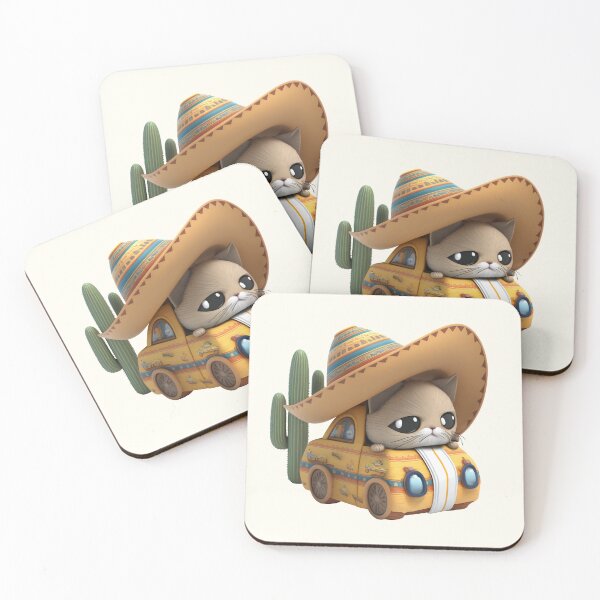 Item preview, Cute sombrero cat in a car designed and sold by ExplodedToons.