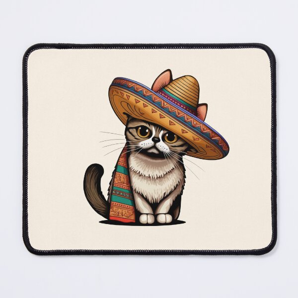 Item preview, colorful cat with a Mexican sombrero  designed and sold by ExplodedToons.