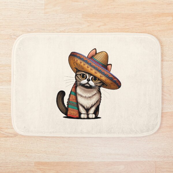 Item preview, colorful cat with a Mexican sombrero  designed and sold by ExplodedToons.