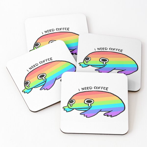 Item preview, I Need Coffee | Tired Rainbow Frog designed and sold by iristocat.