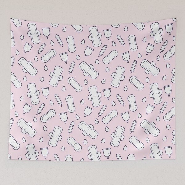 Item preview, Menstruation Pink White Cute Period Pad Tampon Pattern designed and sold by JessicaAmber.