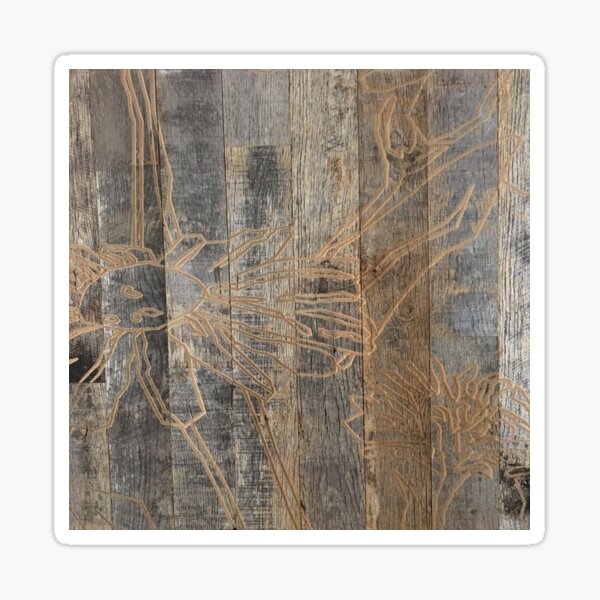 Item preview, whimsical daisy flower engraved wood barnwood designed and sold by LEILA ART SPACE.