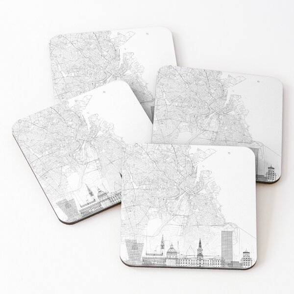 Item preview, Copenhagen Map Skyline BW Line by LandSartprints designed and sold by LandSartprints.