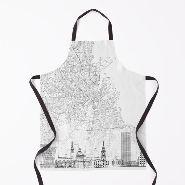 Item preview, Copenhagen Map Skyline BW Line by LandSartprints designed and sold by LandSartprints.