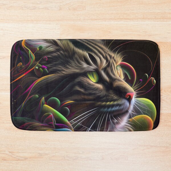 Item preview, Surreal - Neon - Abstract - Cat - Digital Art Print designed and sold by TheHappyK.