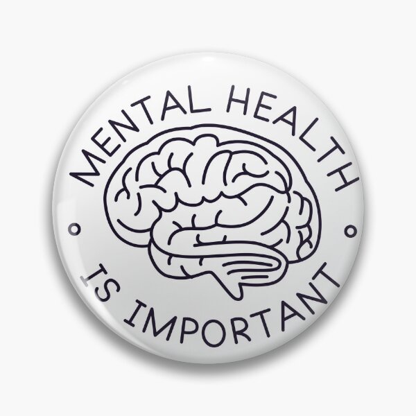 Item preview, Funny statement design: Mental health is important lettering with brain sketch. designed and sold by Silva-Sol.