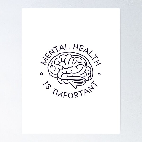 Artikel-Vorschau von Funny Statement Design: Mentale Gesundheit ist wichtig, Schrift mit Hirn sketch., designt und verkauft von Silva-Sol.