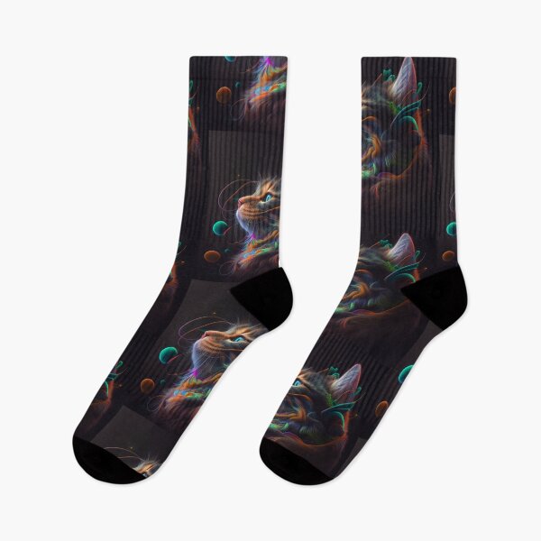 Item preview, Surreal - Neon - Abstract - Cat - Digital Art Print designed and sold by TheHappyK.
