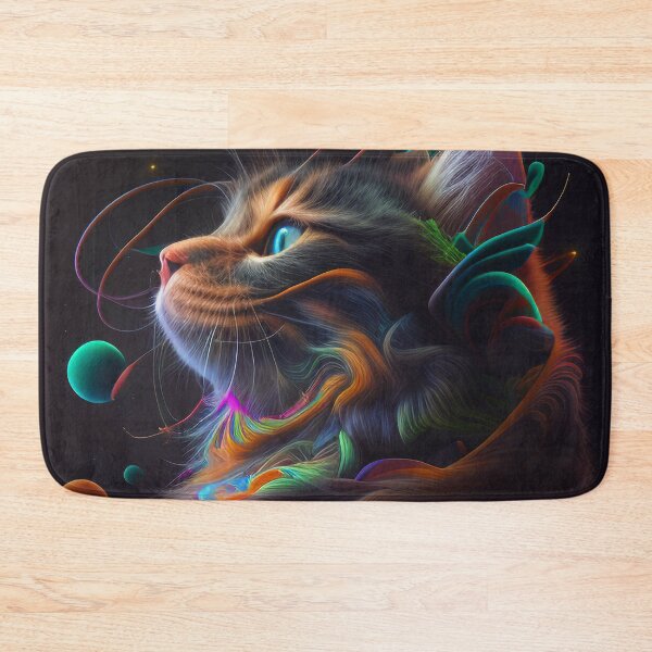 Item preview, Surreal - Neon - Abstract - Cat - Digital Art Print designed and sold by TheHappyK.