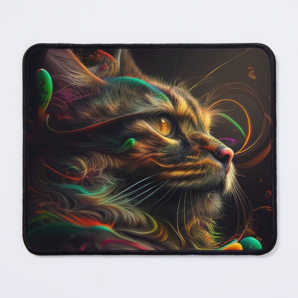 Item preview, Surreal - Neon - Abstract - Cat - Digital Art Print designed and sold by TheHappyK.