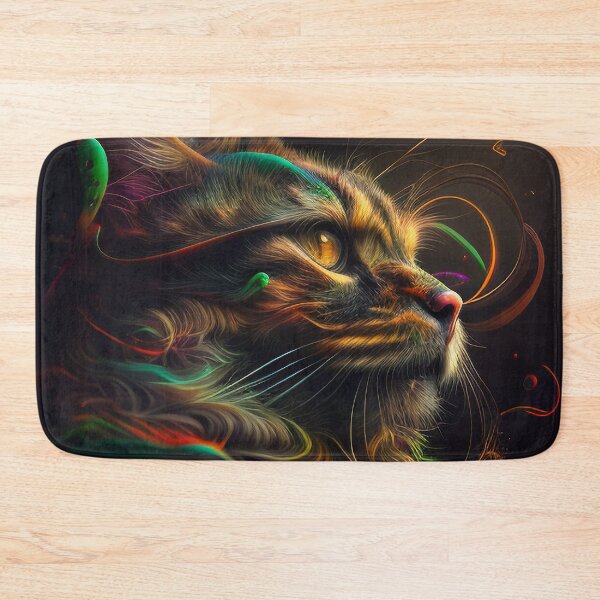 Item preview, Surreal - Neon - Abstract - Cat - Digital Art Print designed and sold by TheHappyK.