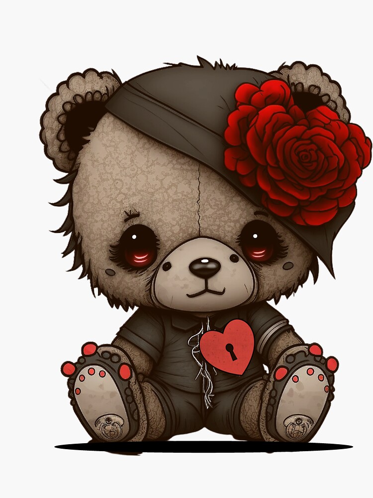 Emo Teddy Bear in love do you have the key Sticker for Sale by hardscuffle Redbubble