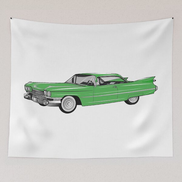 Item preview, Classic car 1959 cartoon illustration designed and sold by Misscartoon.