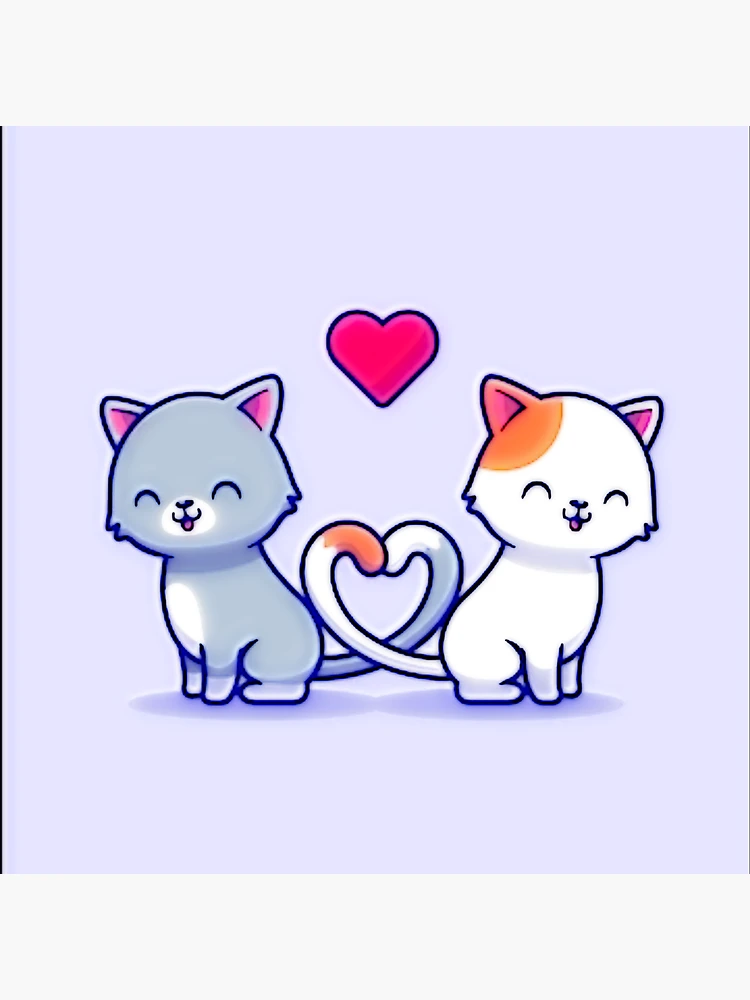 Cat Sticker Icon Couple Cute Kawaii Graphic by kuulzstudio
