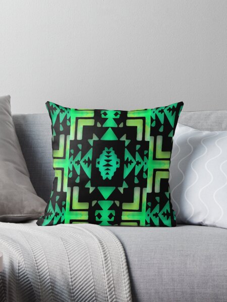 Item preview, Florescent Green / Yellow / Black Gradient Native Blanket Print  designed and sold by JMWCD.