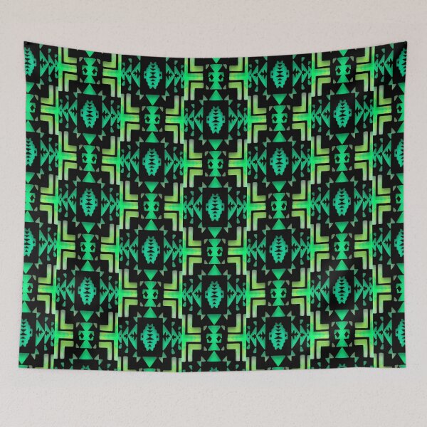 Item preview, Florescent Green / Yellow / Black Gradient Native Blanket Print  designed and sold by JMWCD.