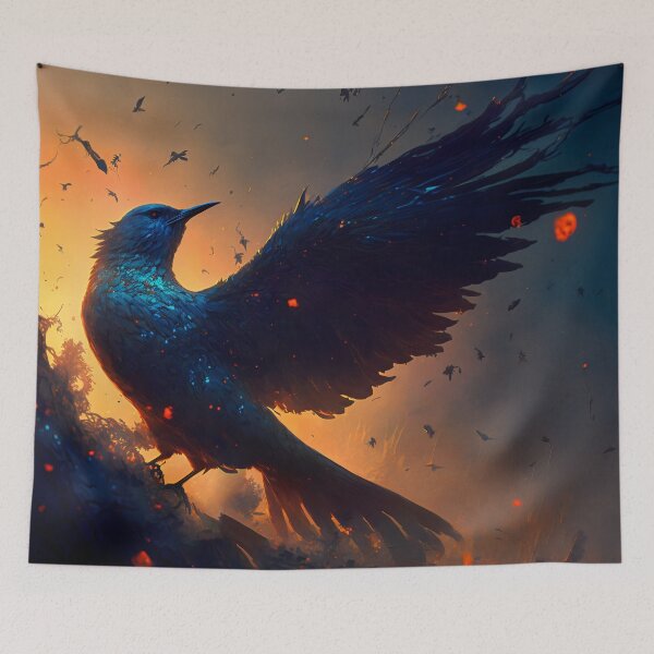 Item preview, Ethereal Sanctuary: A Highly Detailed Fantasy Painting of Winged Birds and the Natural World designed and sold by oanaunciuleanu.