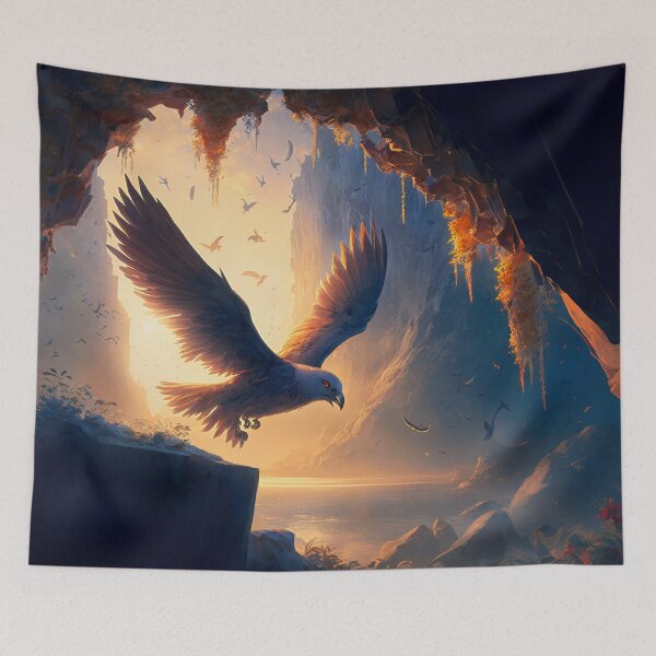 Item preview, Ethereal Sanctuary: A Highly Detailed Fantasy Painting of Winged Birds and the Natural World designed and sold by oanaunciuleanu.