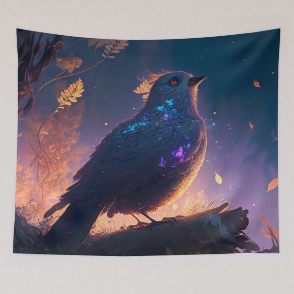 Item preview, Ethereal Sanctuary: A Highly Detailed Fantasy Painting of Winged Birds and the Natural World designed and sold by oanaunciuleanu.