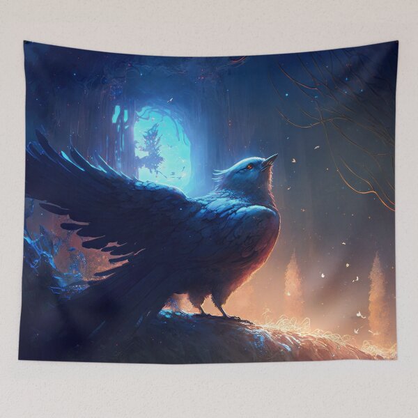 Item preview, Ethereal Sanctuary: A Highly Detailed Fantasy Painting of Winged Birds and the Natural World designed and sold by oanaunciuleanu.