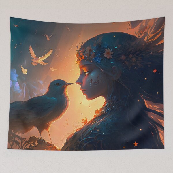Item preview, Ethereal Sanctuary: A Highly Detailed Fantasy Painting of Winged Birds and the Natural World designed and sold by oanaunciuleanu.