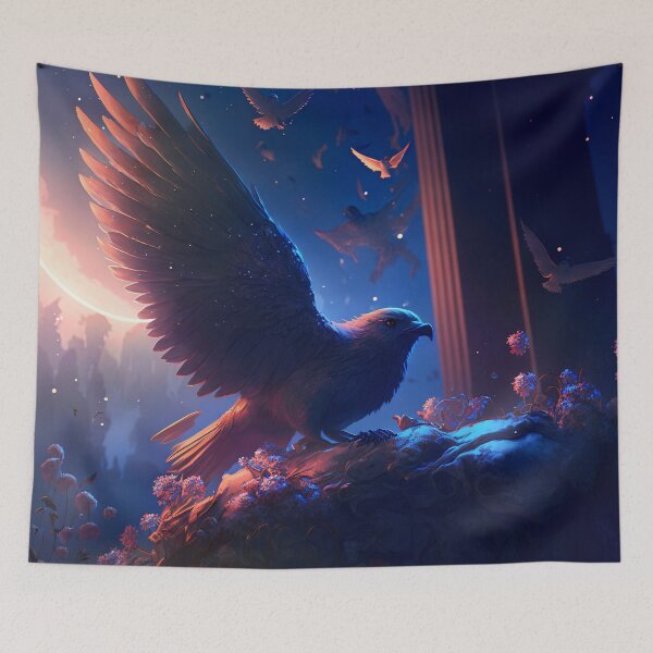 Item preview, Ethereal Sanctuary: A Highly Detailed Fantasy Painting of Winged Birds and the Natural World designed and sold by oanaunciuleanu.