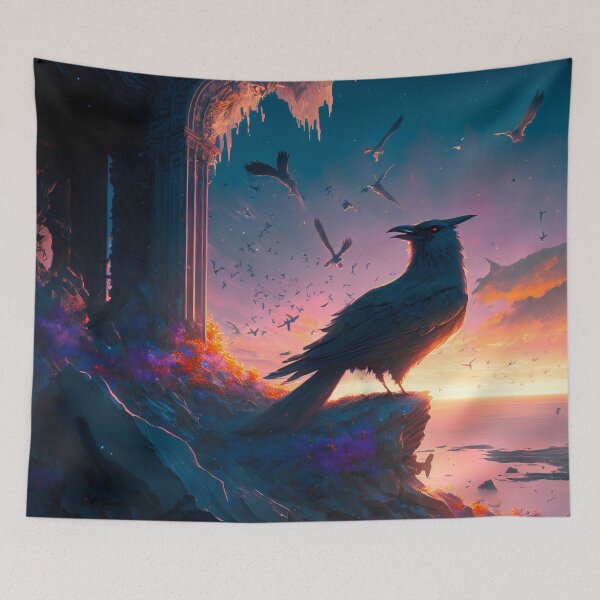 Item preview, Ethereal Sanctuary: A Highly Detailed Fantasy Painting of Winged Birds and the Natural World designed and sold by oanaunciuleanu.